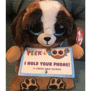 TY Beanie Boos Plush Peek-A-Boo 14" PUPS the Dog Puppy Cell Phone Holder NWT